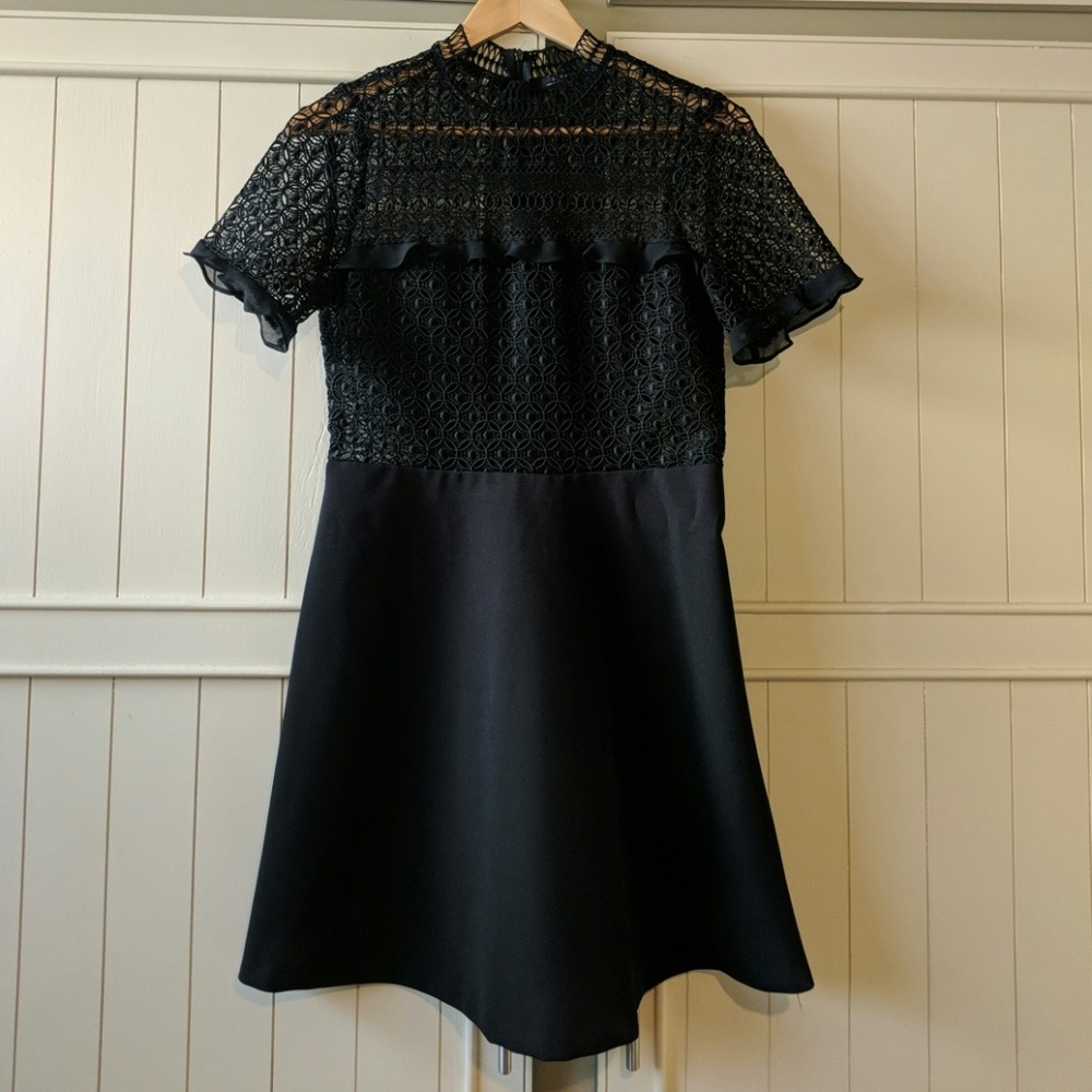 Zara Black Lace Patchwork Dress Short Sleeves